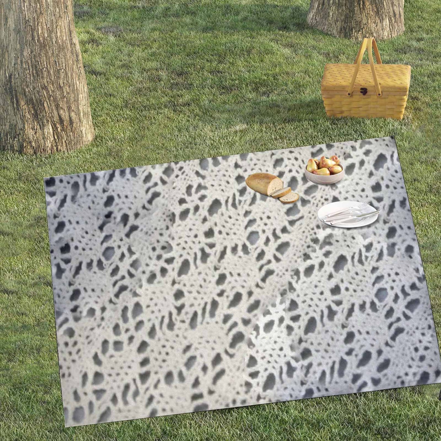 Victorian lace print waterproof picnic mat, 69 x 55in, design 12