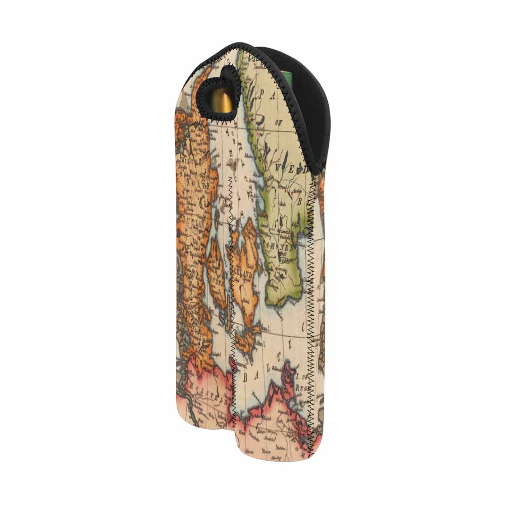 2 Bottle Antique map wine bag,Design 34