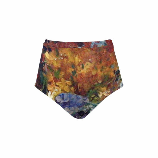Vintage floral High waist bikini bottom, Design 41