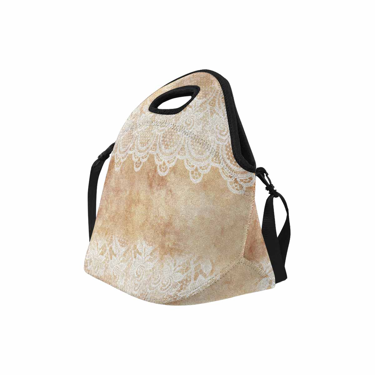 Victorian lace print insulated lunch bag, design 30