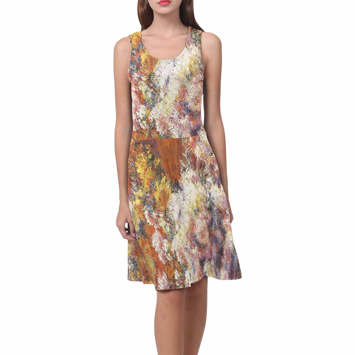 Vintage floral short summer flare dress,  XS to 3XL plus size, model D09534 Design 57