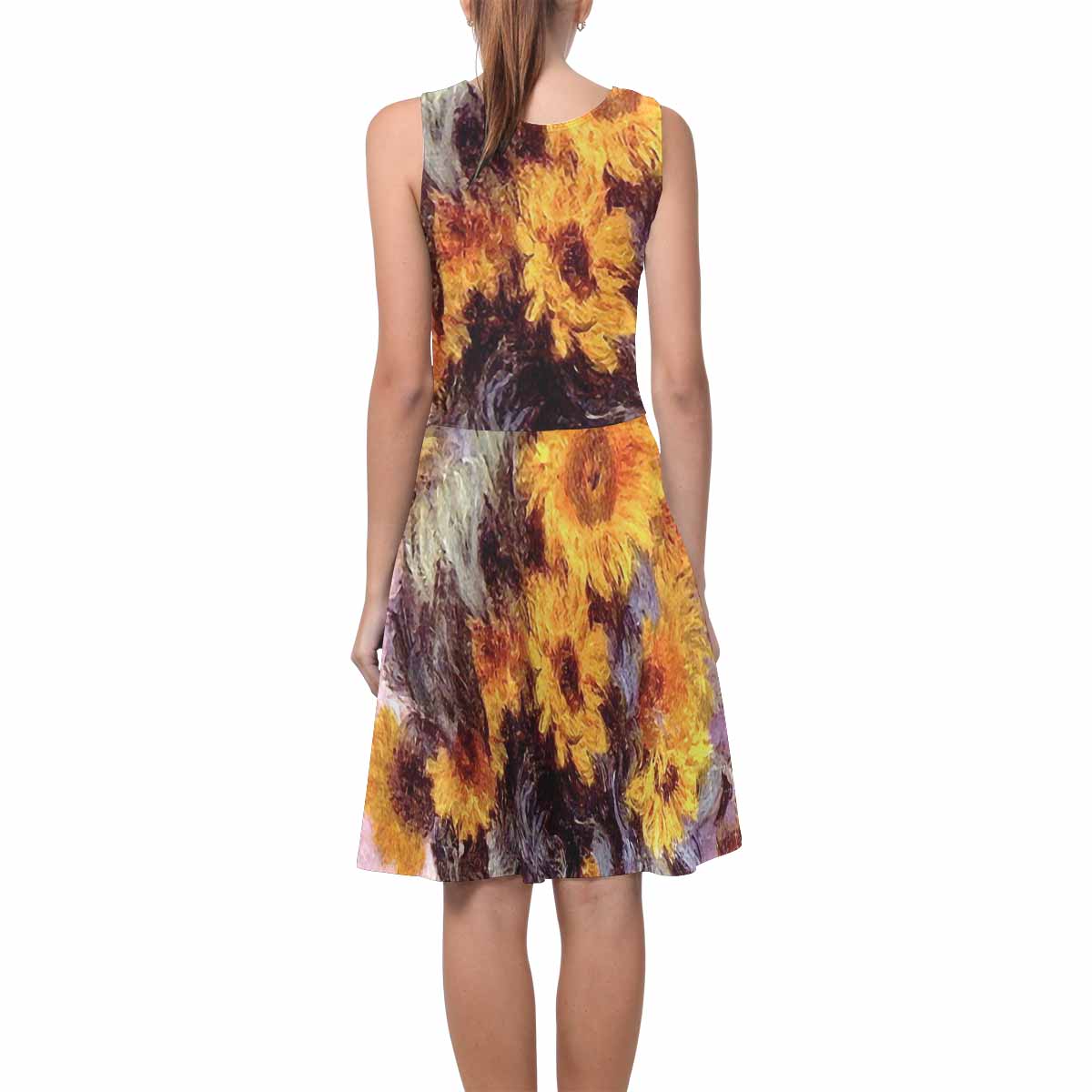 Vintage floral short summer flare dress,  XS to 3XL plus size, model D09534 Design 49