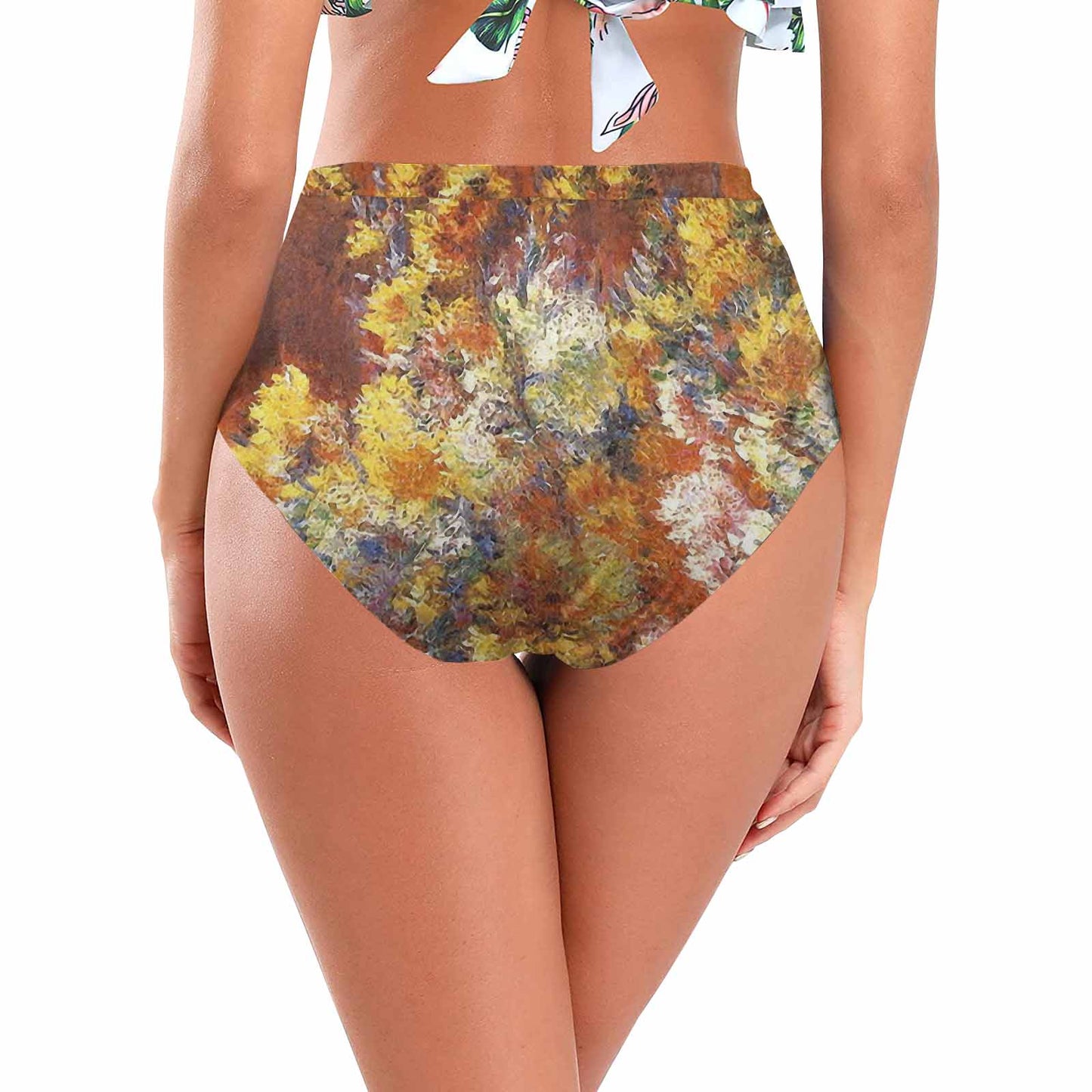 Vintage floral High waist bikini bottom, Design 57