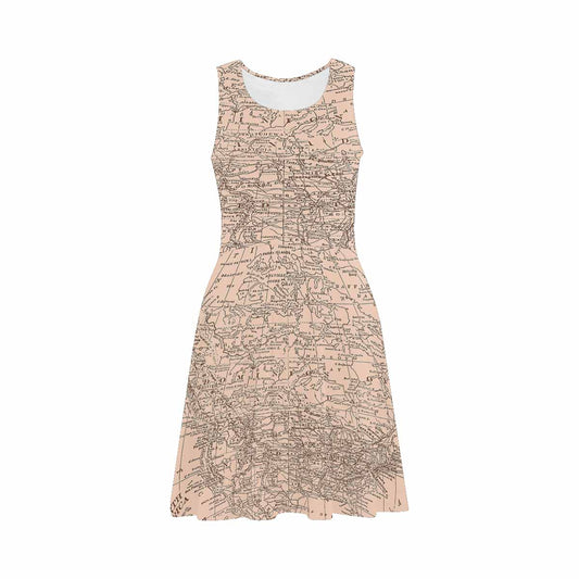Antique Map casual summer dress, MODEL 09534, design 49