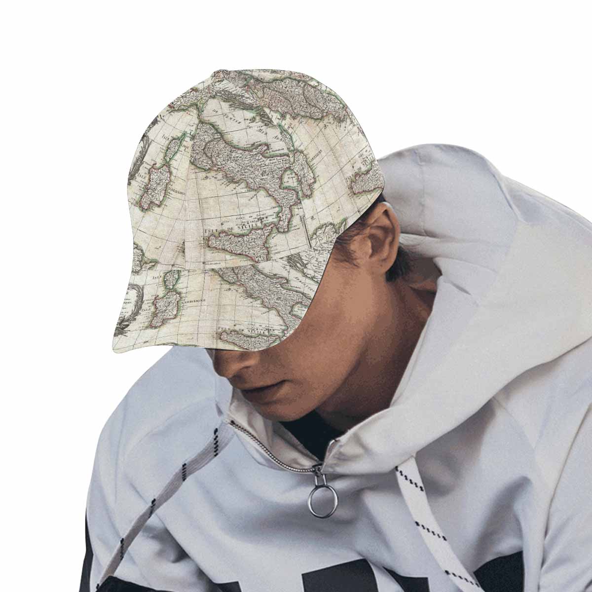 Antique Map design dad cap, trucker hat, Design 6