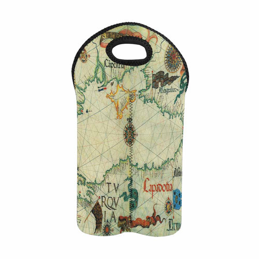 2 Bottle Antique map wine bag,Design 33