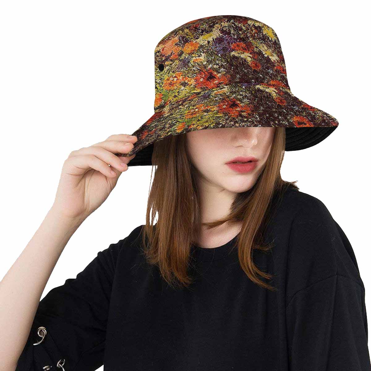 Vintage floral unisex bucket boonie Hat, outdoors hat, Design 24