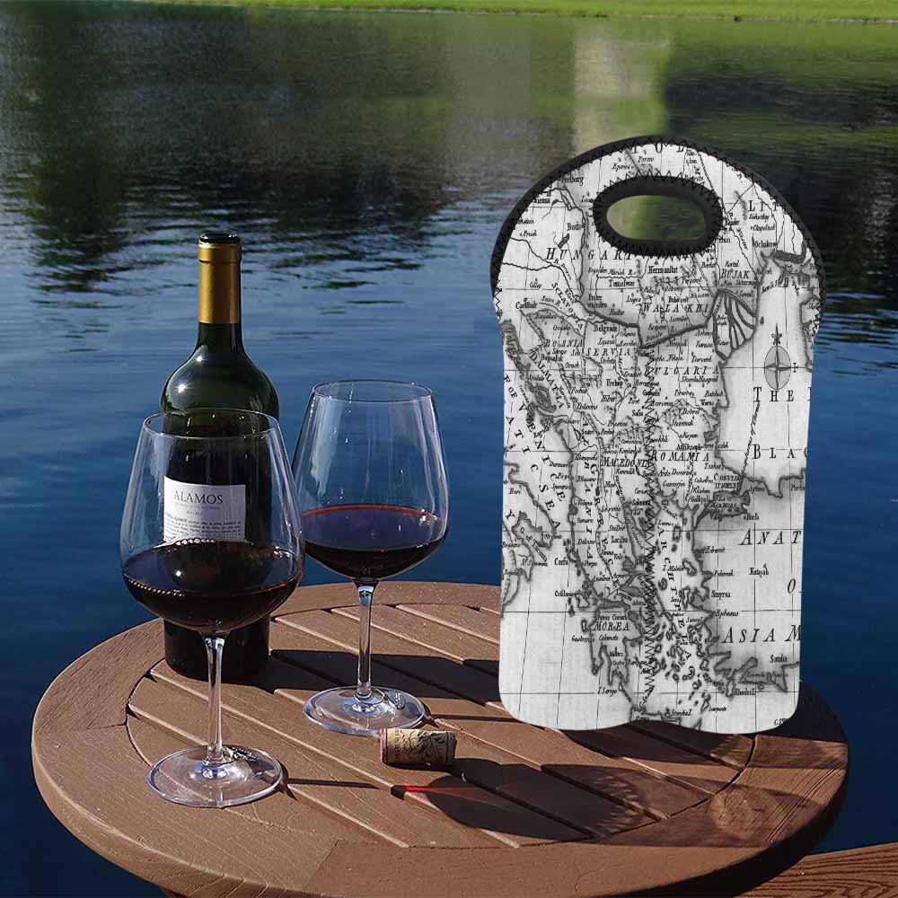 2 Bottle Antique map wine bag,Design 20
