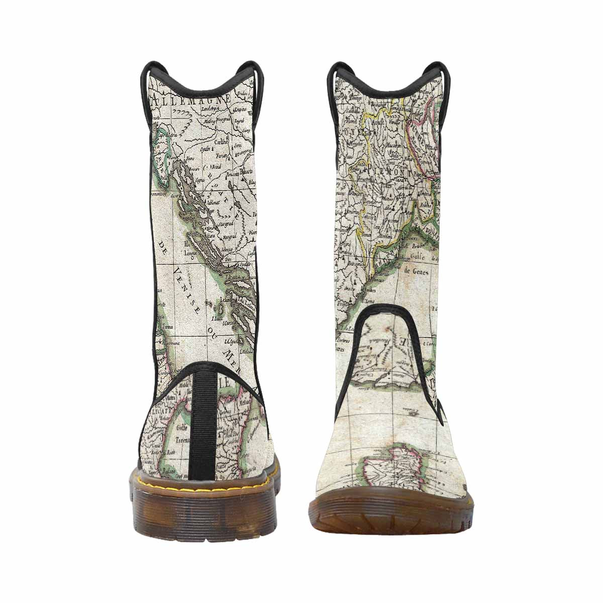Antique Map design womens western lumber boots, Design 6