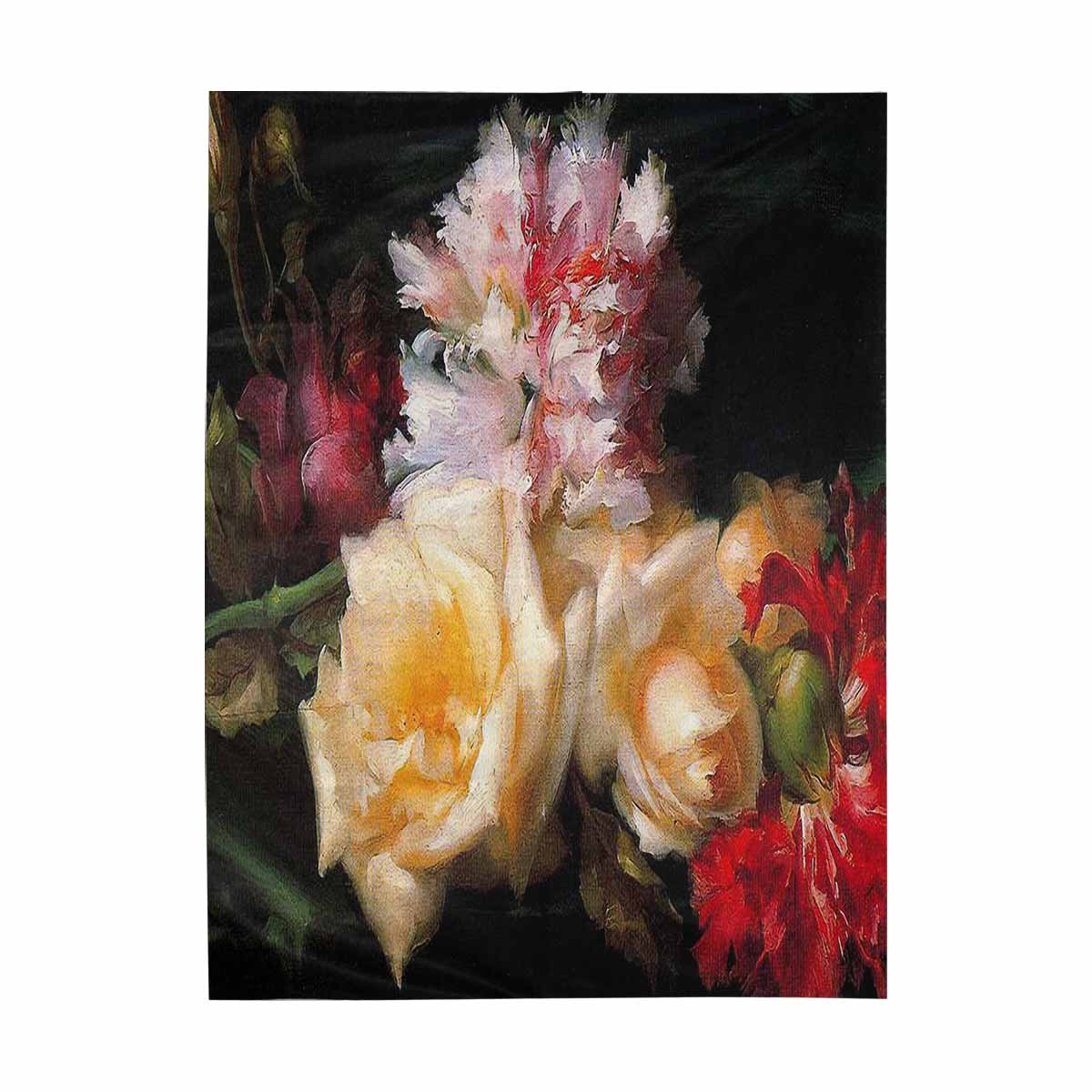 Vintage floral TAPESTRY, LARGE 60 x 80 in, Vertical, Design 30