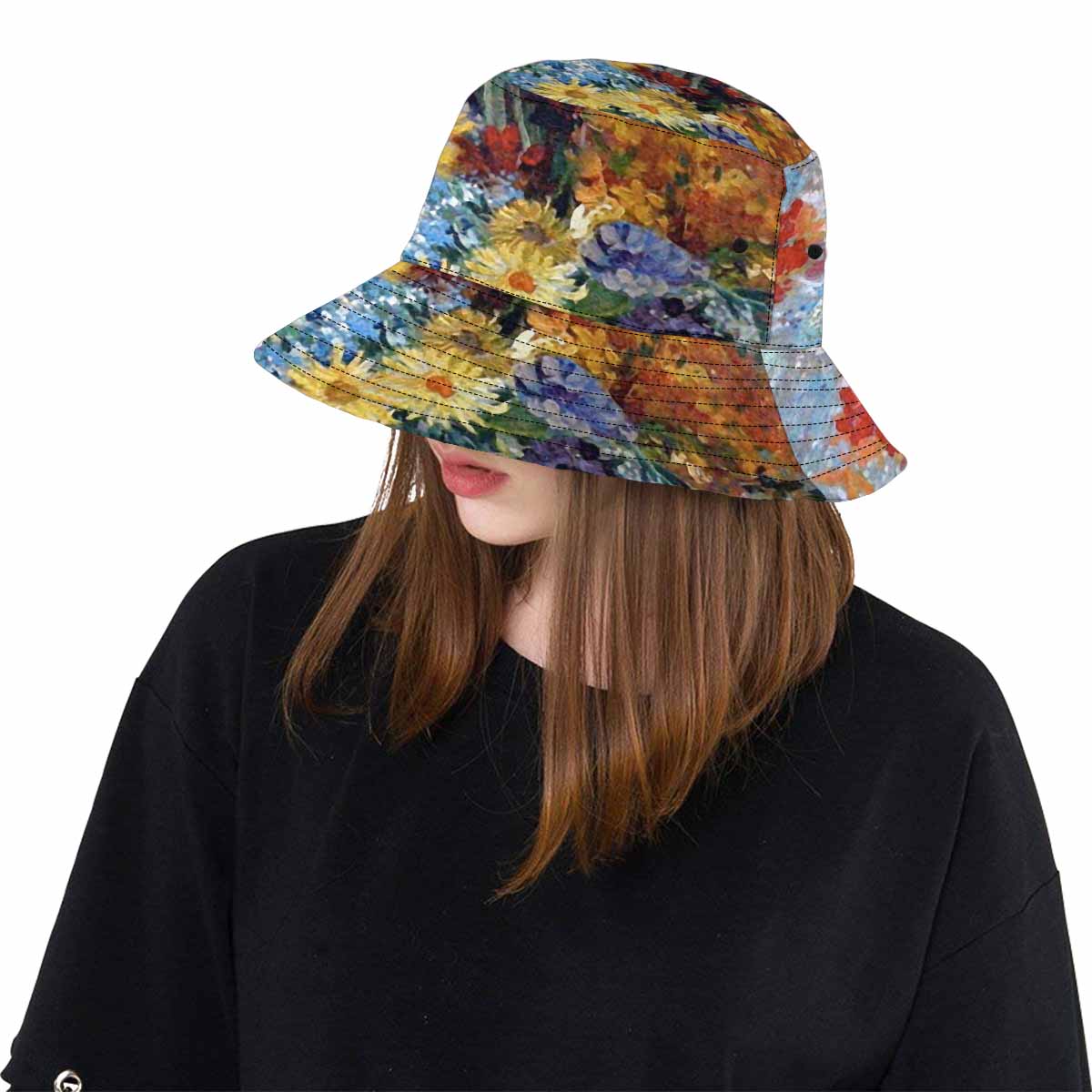 Vintage floral unisex bucket boonie Hat, outdoors hat, Design 41