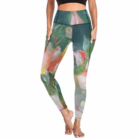 Floral 2, active wear leggings, outside surge, design 56