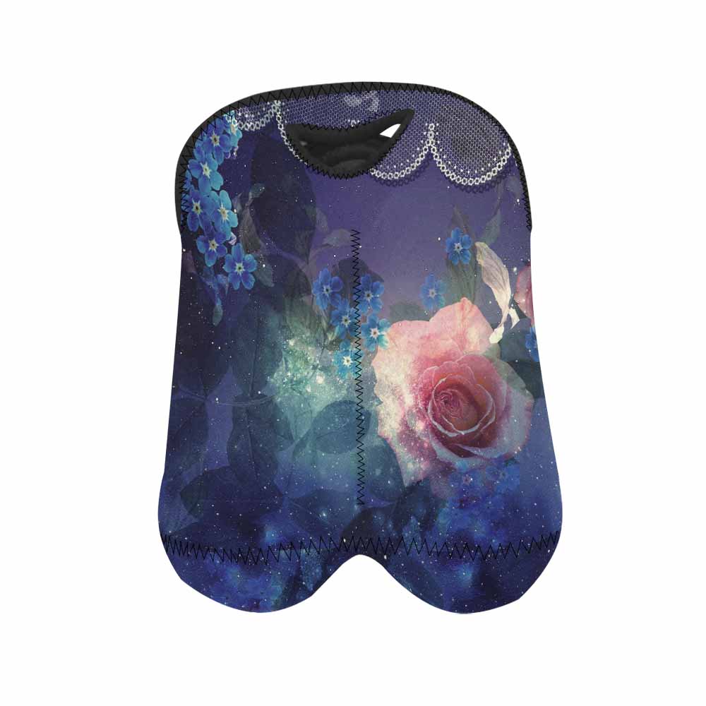 2 Bottle Victorian lace print wine bag, Design 02