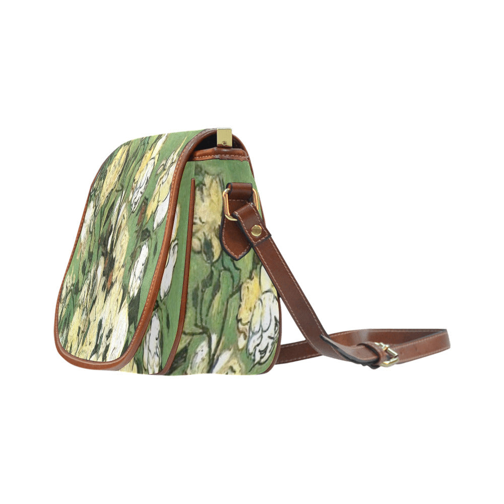 Vintage floral handbag, Design 55 Model 1695341 Saddle Bag/Large (Model 1649)