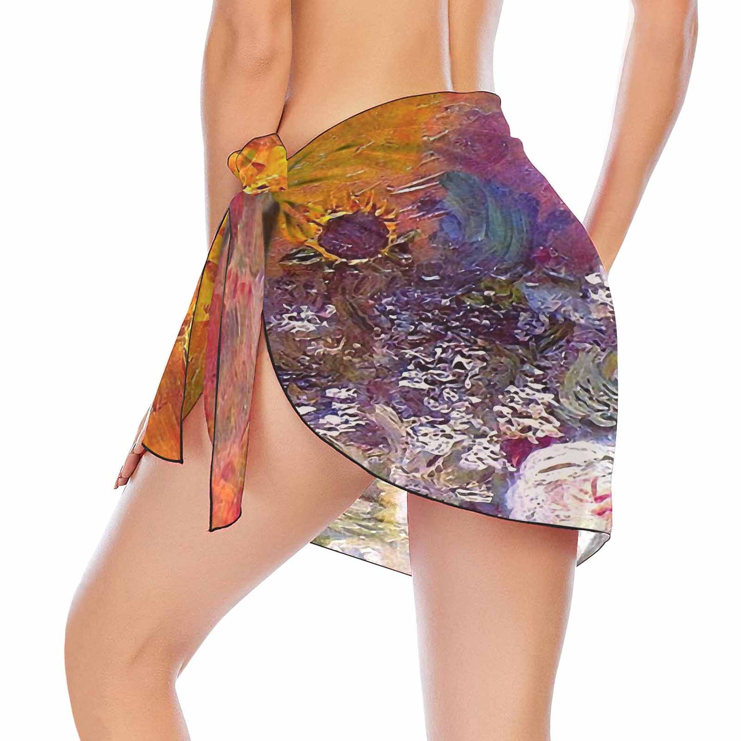 Vintage floral, beach sarong, beach coverup, swim wear, Design 54