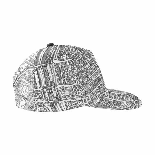 Antique Map design mens or womens deep snapback cap, trucker hat, Design 47