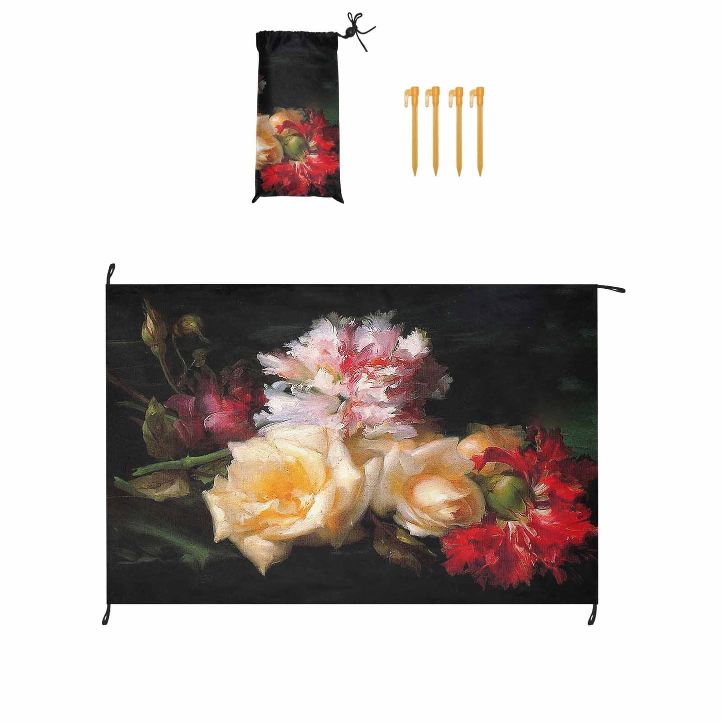 Vintage Floral waterproof picnic mat, 81 x 55in, Design 30