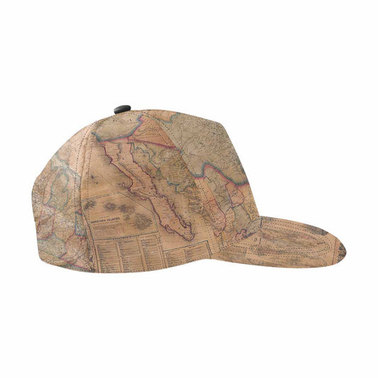 Antique Map design mens or womens deep snapback cap, trucker hat, Design 28