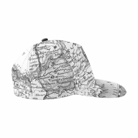 Antique Map design mens or womens deep snapback cap, trucker hat, Design 14
