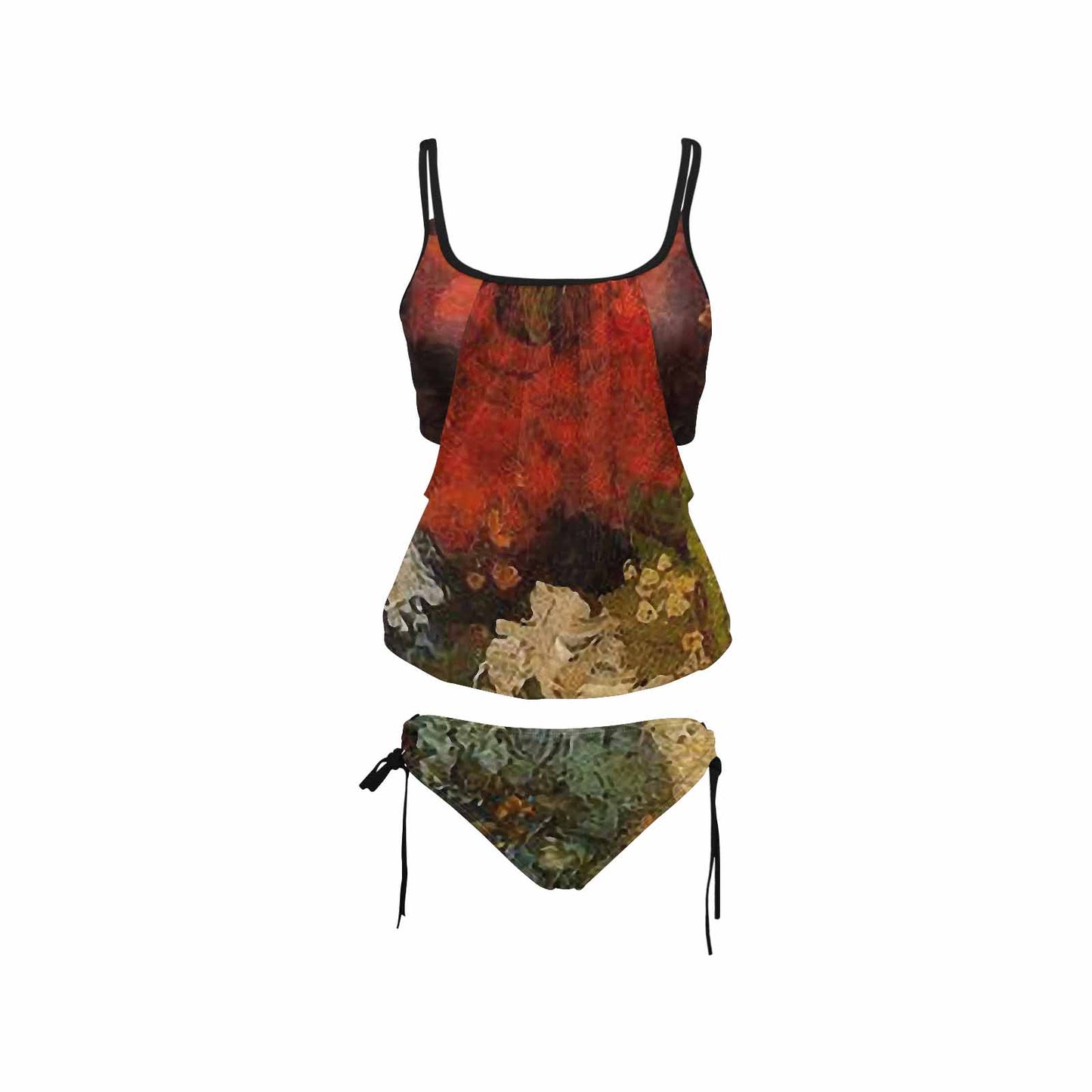 Vintage floral,cover belly tankini beach wear, swim wear, Design 31