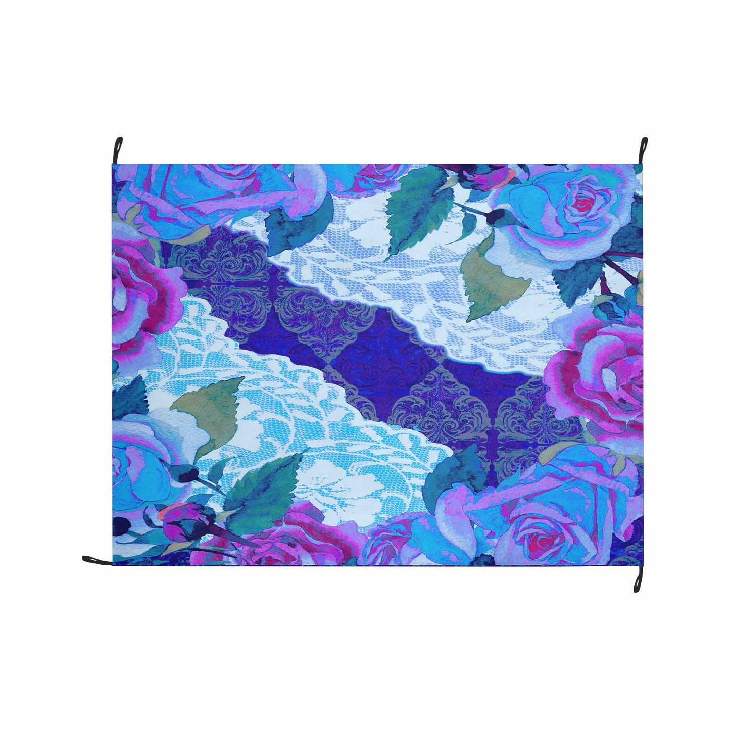 Victorian lace print waterproof picnic mat, 69 x 55in, design 20