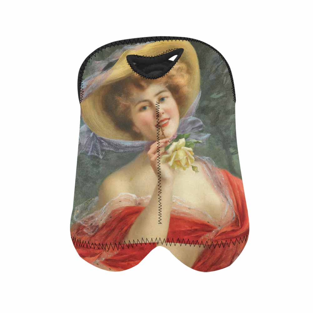 Victorian lady design 2 Bottle wine bag, Young Girl with a Rose
