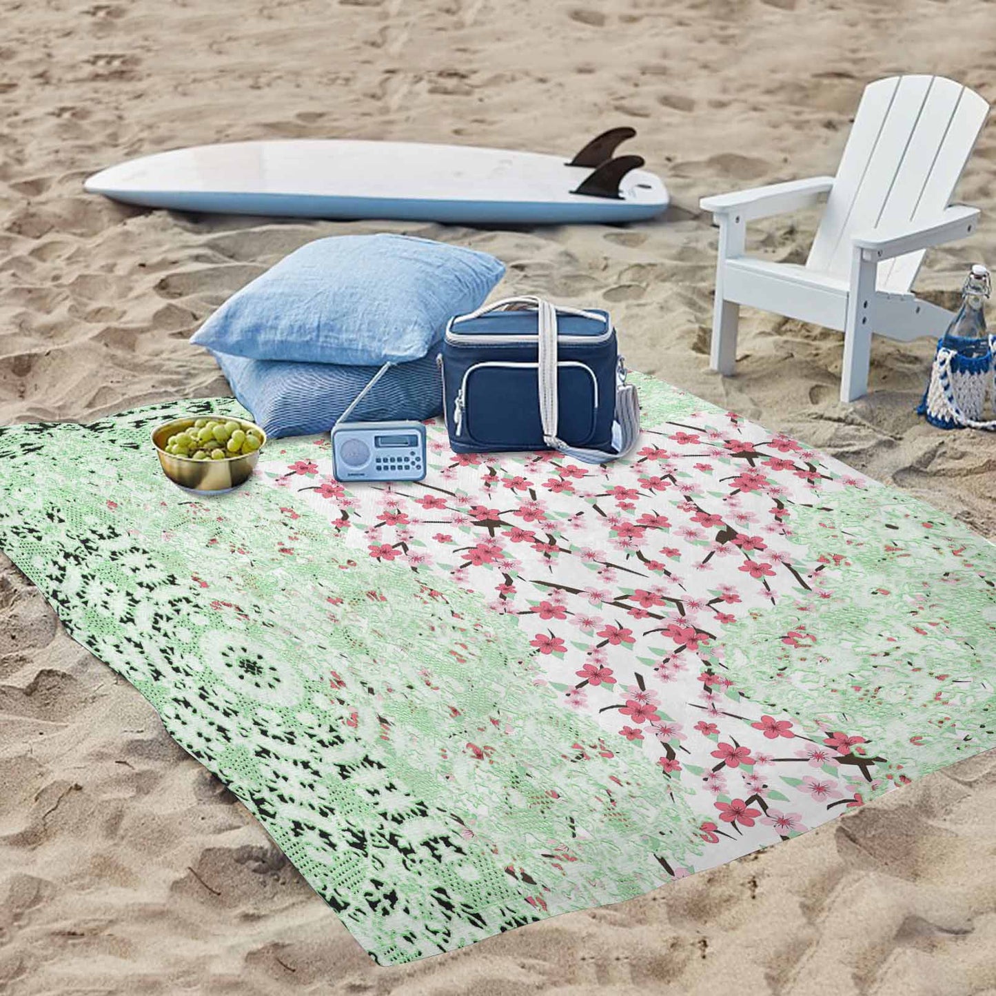 Victorian lace print waterproof picnic mat, 69 x 55in, design 10