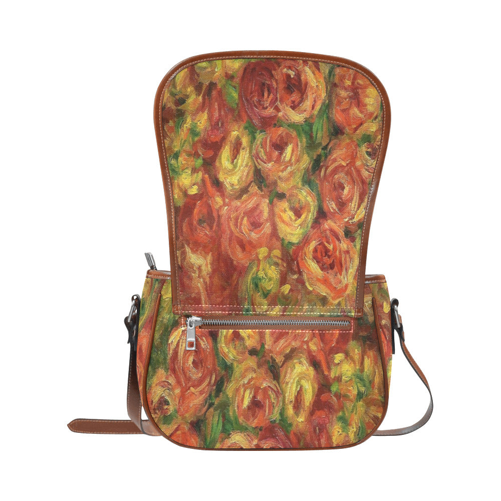 Vintage floral handbag, Design 18 Model 1695341 Saddle Bag/Large (Model 1649)
