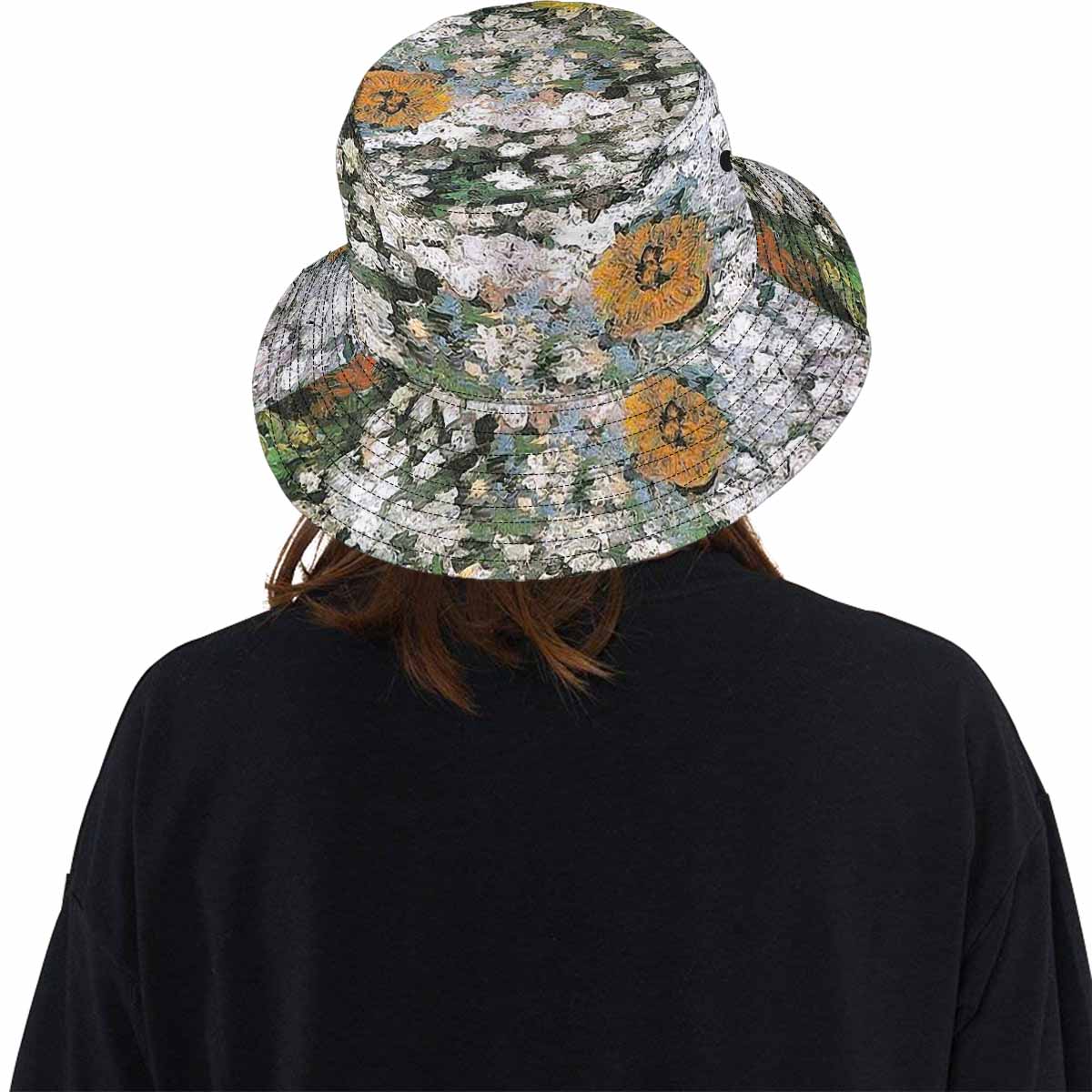 Vintage floral unisex bucket boonie Hat, outdoors hat, Design 07