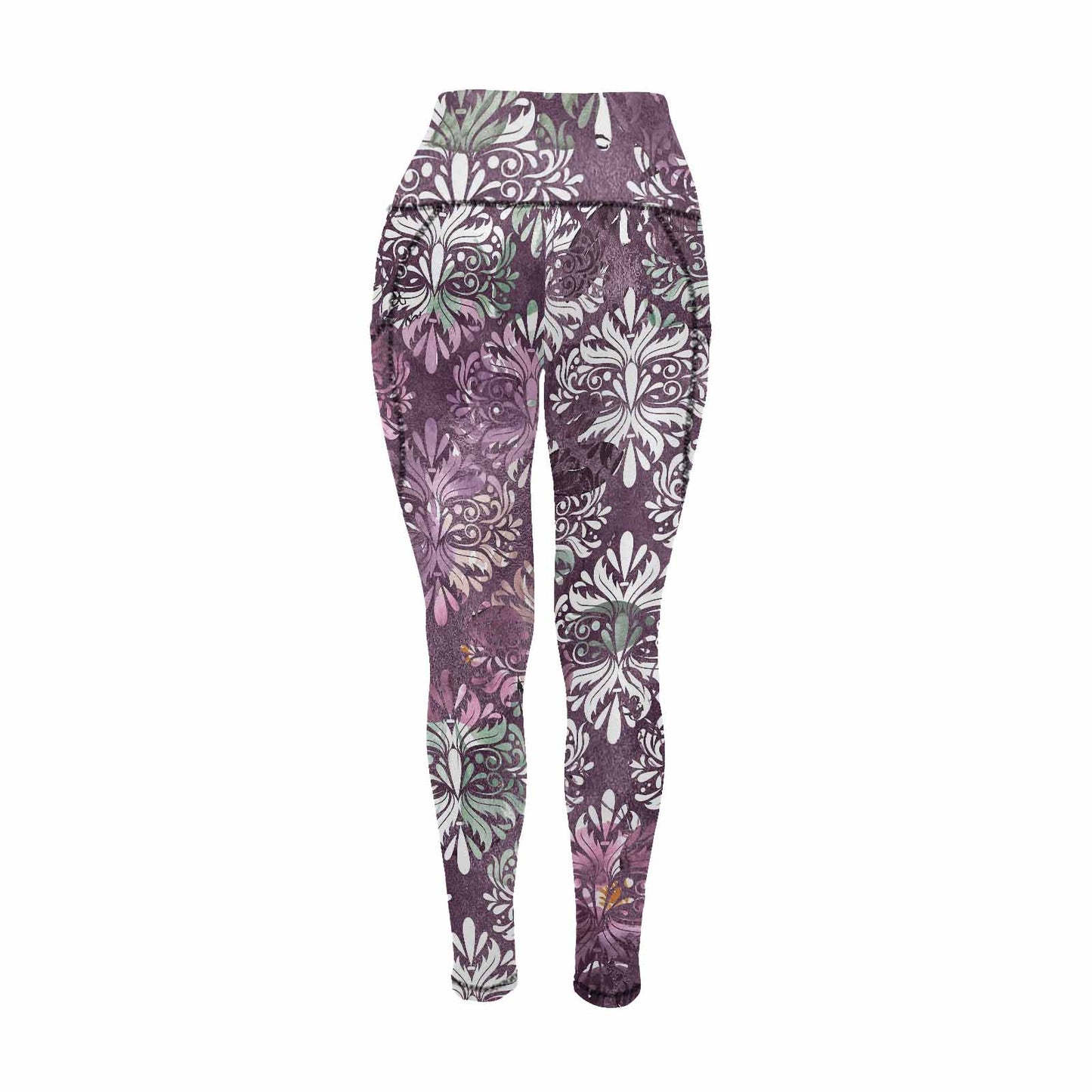 Floral 2, active wear leggings, outside surge, design 46