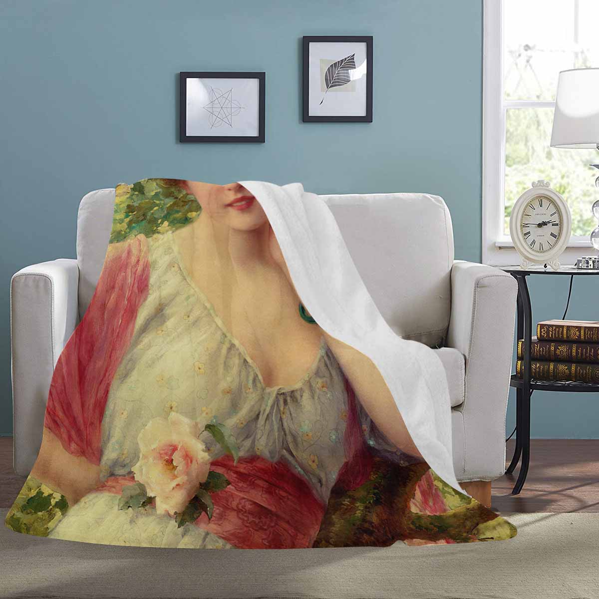 Victorian Lady Design BLANKET, LARGE 60 in x 80 in, A SUMMER ROSE