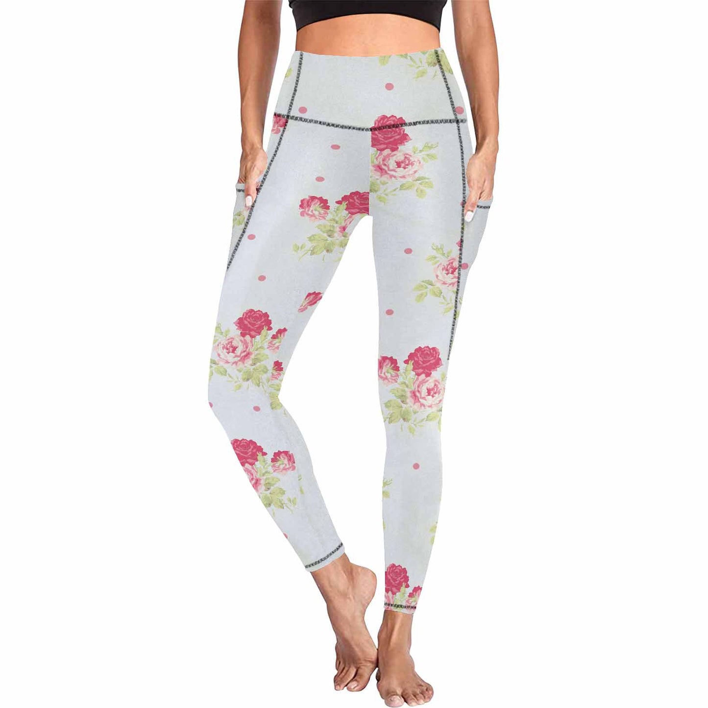 Floral 2, active wear leggings, outside surge, design 16
