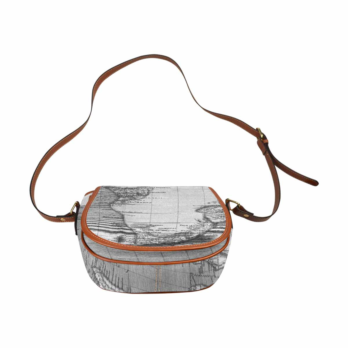 Antique Map design Handbag, saddle bag, Design 2