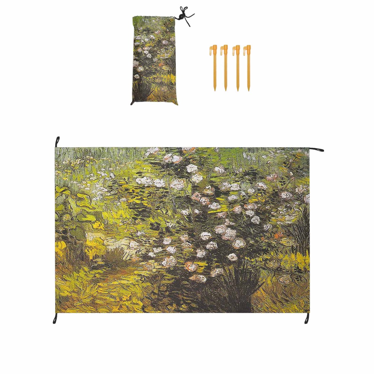 Vintage Floral waterproof picnic mat, 81 x 55in, Design 05