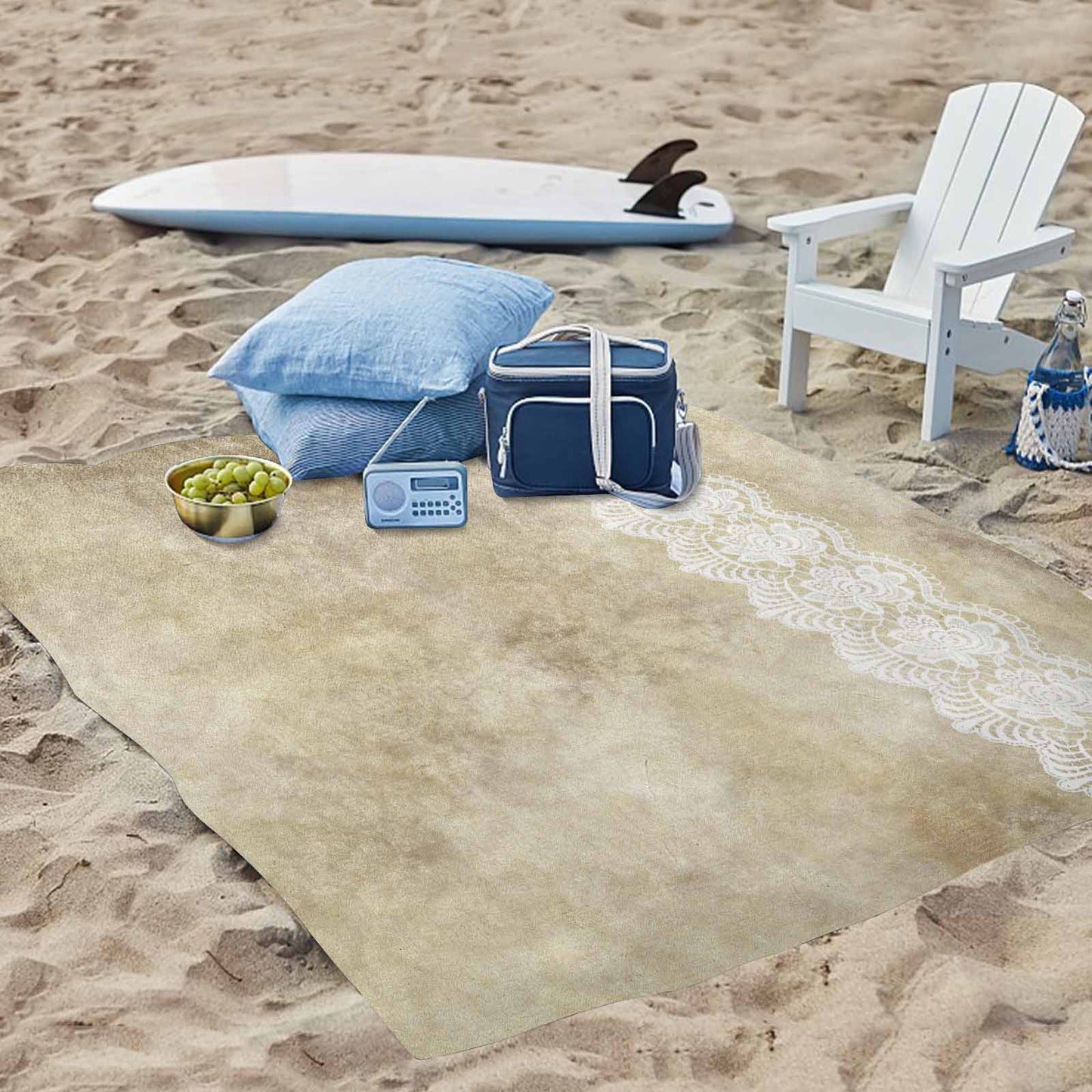 Victorian lace print waterproof picnic mat, 69 x 55in, design 28