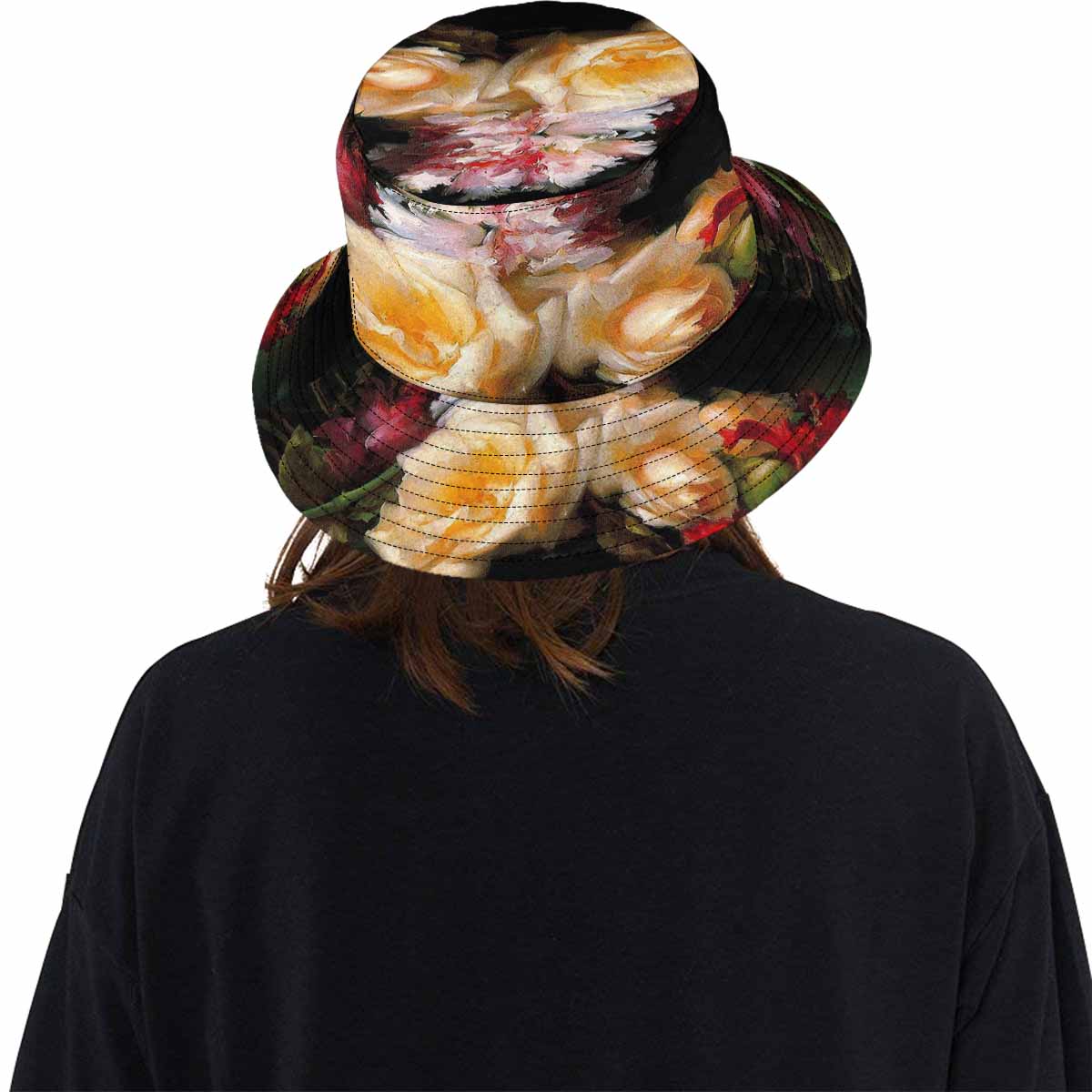 Vintage floral unisex bucket boonie Hat, outdoors hat, Design 30
