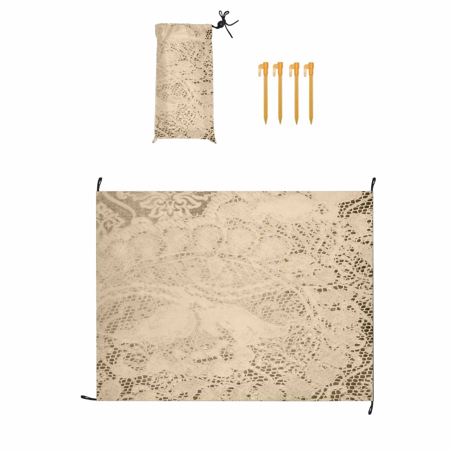 Victorian lace print waterproof picnic mat, 69 x 55in, design 26