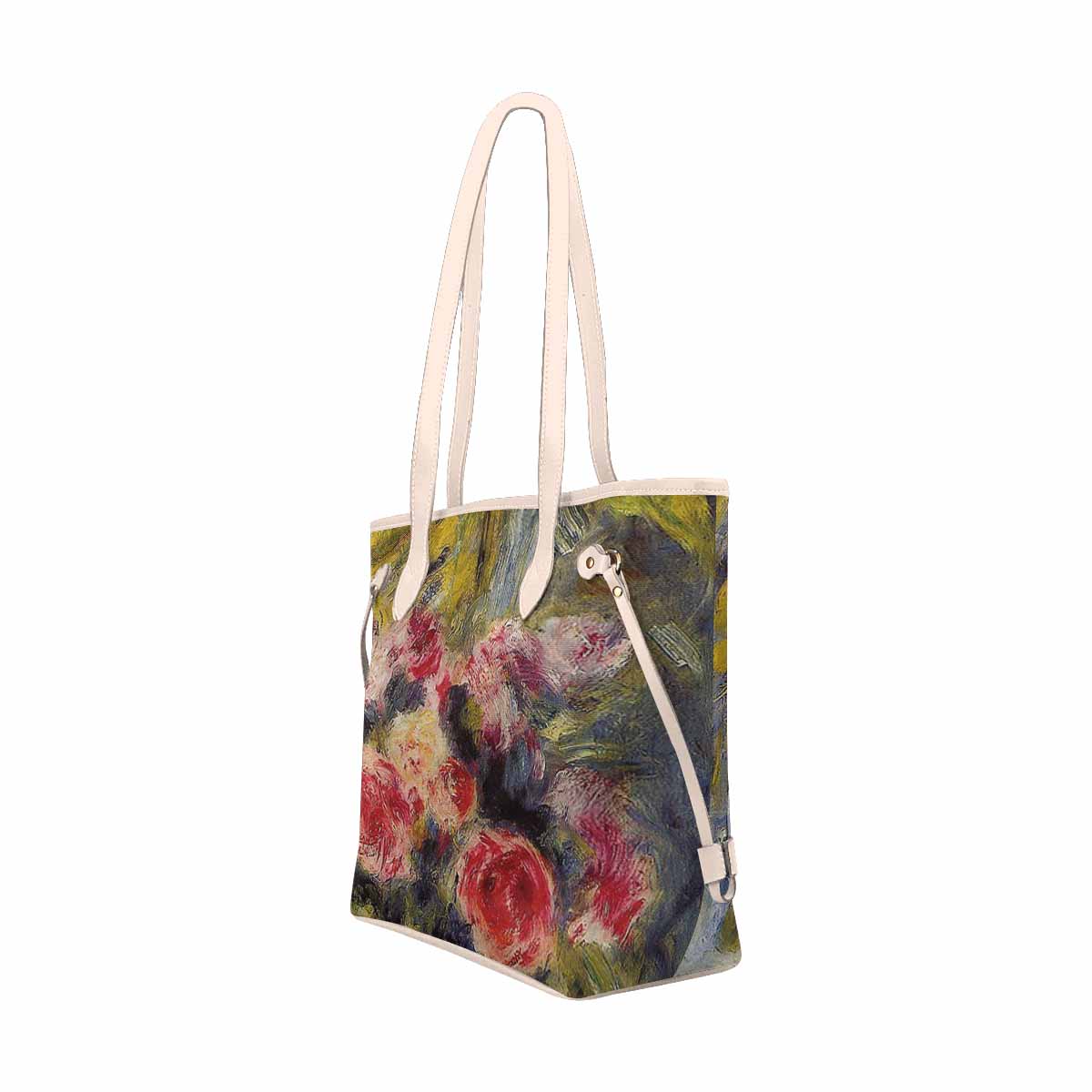 Vintage Floral Handbag, Classic Handbag, Mod 1695361 Design 26 BEIGE/TAN TRIM