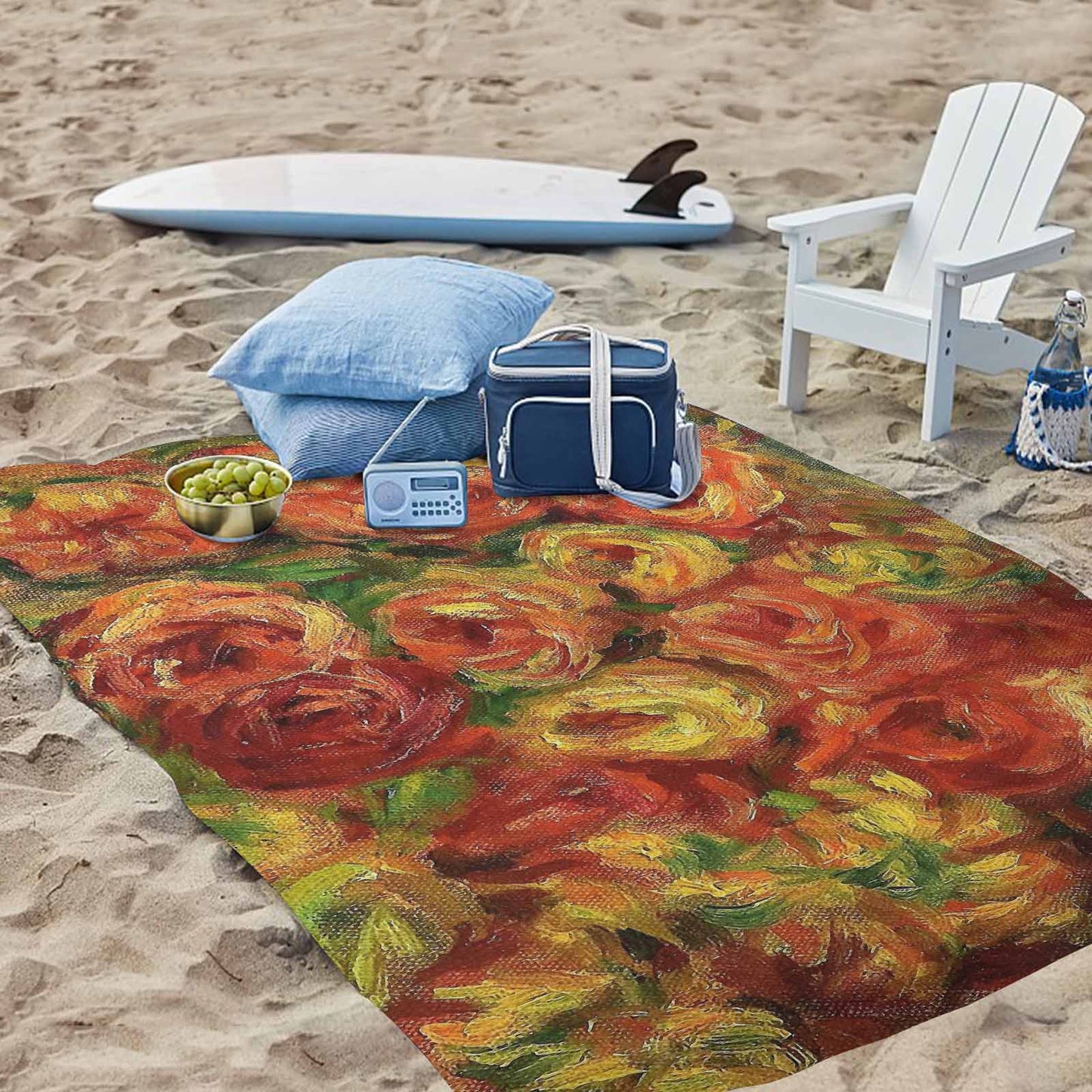 Vintage Floral waterproof picnic mat, 81 x 55in, Design 18