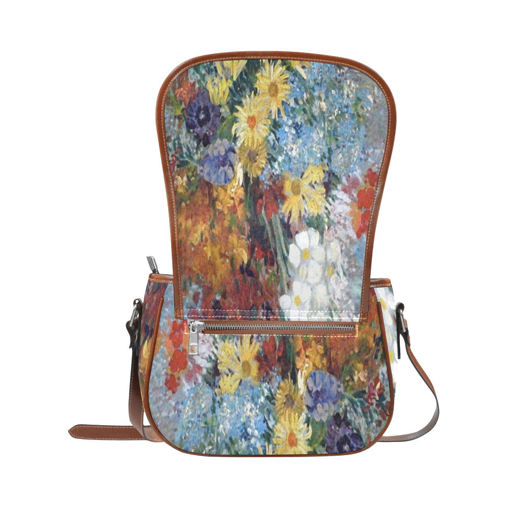 Vintage floral handbag, Design 41 Model 1695341 Saddle Bag/Large (Model 1649)