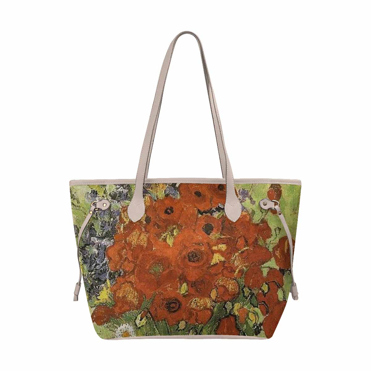 Vintage Floral Handbag, Classic Handbag, Mod 1695361 Design 56 BEIGE/TAN TRIM