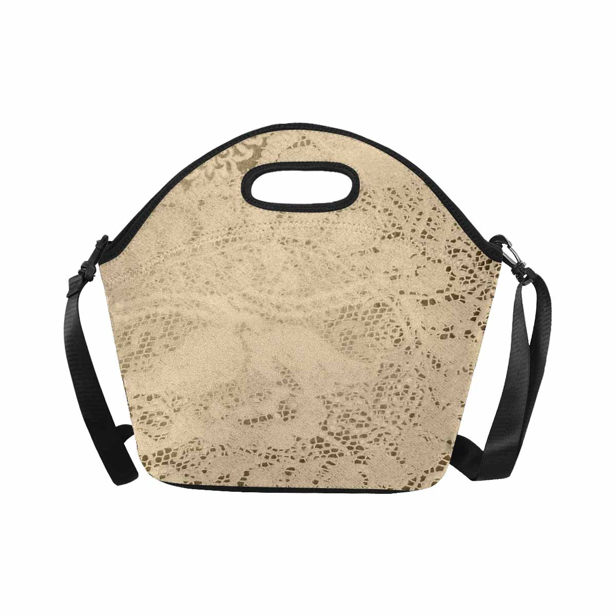 Victorian lace print insulated lunch bag, design 26