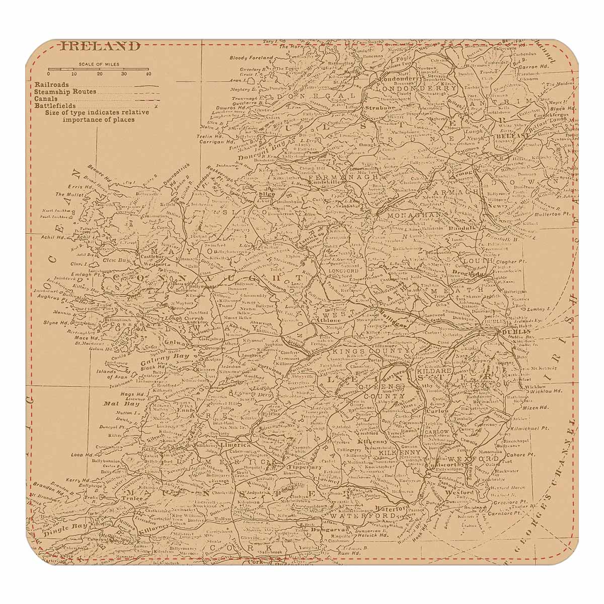 Antique Map design , womens wallet, clutch purse, Red TrimDesign 51