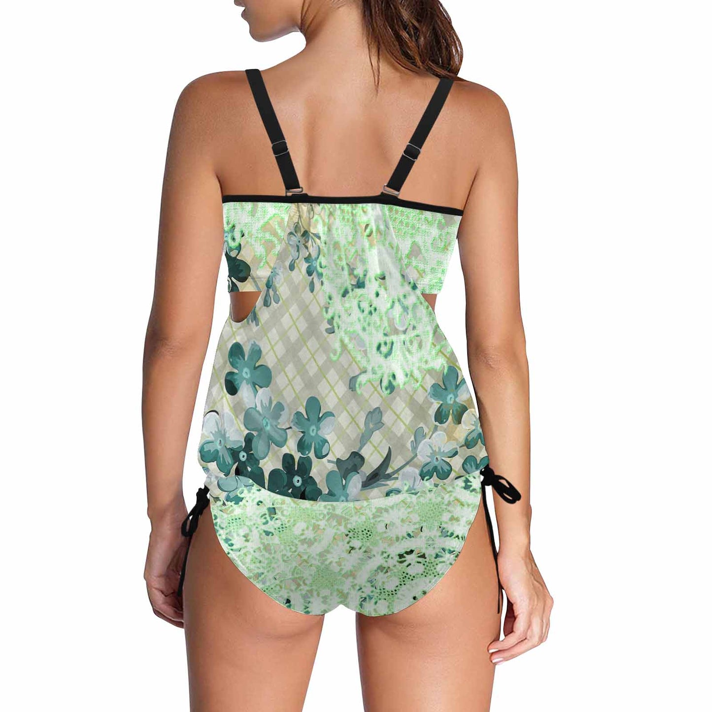 Tankini cover belly swim wear, Printed Victorian lace design 53