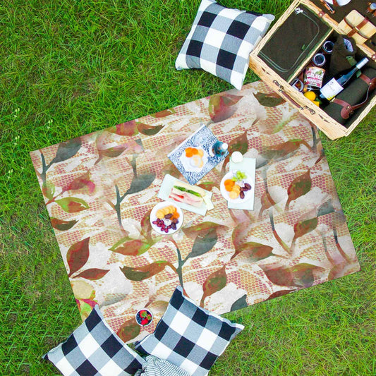 Victorian lace print waterproof picnic mat, 69 x 55in, design 52