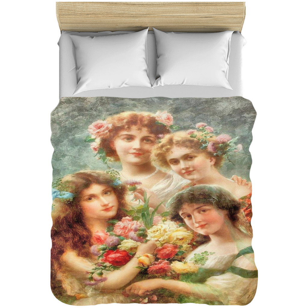 Victorian lady design comforter, twin, twin XL, queen or king, GIRLS