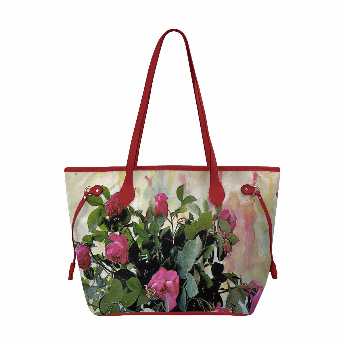 Vintage Floral Handbag, Classic Handbag, Mod 1695361 Design 22, RED TRIM