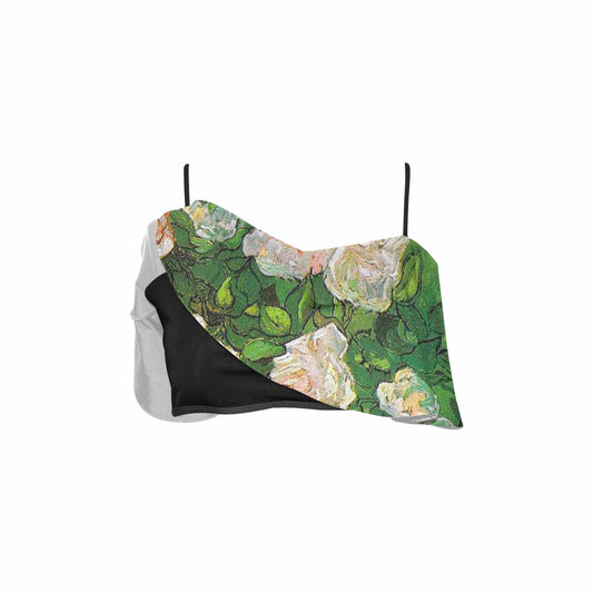 Vintage floral flounce bikini top, Design 06