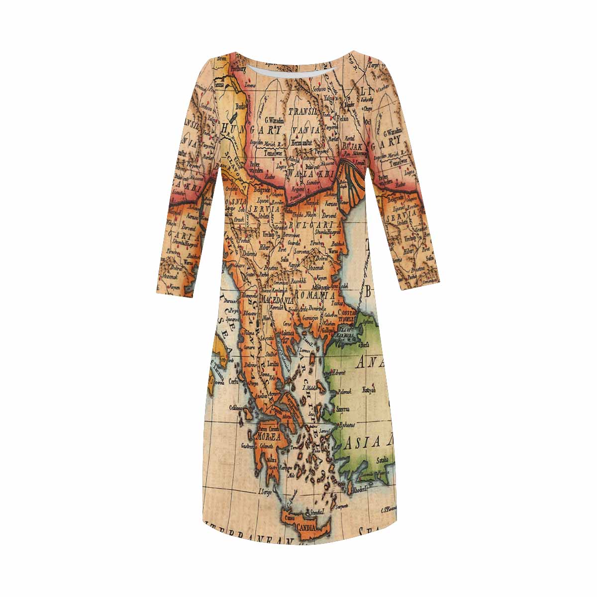 Antique Map loose dress, MODEL 29532, design 15