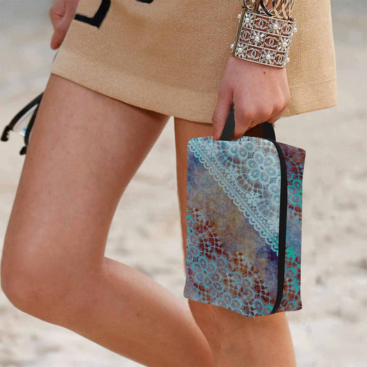 Victorian lace print toiletry comestic bag, design 37